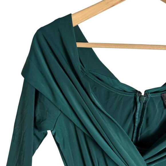 Zac Posen Emerald Green Off Shoulder Cocktail Maxi Formal Gown 10 - Picture 8 of 16